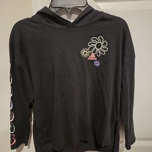 Adidas Kids Black Hoodie with Floral Design